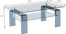Glass Coffee Table Rectangle Living Room Center Table with Storage, Clear Tempered Glass Tabletop and Smoke Grey Leg,for Living Room and Office (Clear+Smoke) by CozyNest Decor