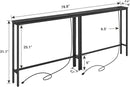 ELYKEN 5.9" Narrow Console Sofa Table with Power Outlets, 5.9" Dx39.4 Wx31.1 H Long Black Behind Couch Table with Metal Frame and Charge Station with 6.5’ Extension Cord by CozyNest Decor