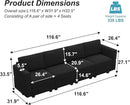 Belffin Modular Sofa Couch with Storage Seats Sectional Sofa Velvet Sofas for Living Room Black by CozyNest Decor