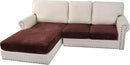 H.VERSAILTEX Velvet Stretch Sectional Couch Covers 3 Pieces Sofa Seat Cushion Covers L Shape Separate Cushion Couch Cover for Both Left/Right Sectional Couch (Large Sofa 2 Seater + 1 Chaise, Brown) by CozyNest Decor