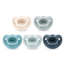 NUK 100% Silicone Comfy Orthodontic Pacifiers, 0-6 Months, Blue Fashion, Timeless Collection, 5 Count by TinyTreasures Baby Boutique