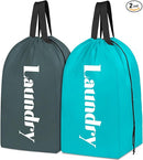 Sylfairy 2 Pack XL Laundry Bag with Strap,Heavy Duty Travel Laundry Bag,Rip-Stop Dirty Clothes Shoulder Bag with Drawstring,Easy Fit a Laundry Hamper or Basket Travel Essentials by TinyTreasures Baby Boutique