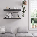 Floating Shelf, Set of 2 Wall Shelf, 24 in W x 12.75 in D x 2 in H Wooden Floating Wall Shelf with Invisible Brackets for Living Room/Bedroom/Bathroom/Kitchen Storage and Decor, Black Wood by CozyNest Decor