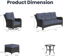 6 Pieces Outdoor Patio Furniture Sets with Rocking Swivel Chairs with 6-inch Thick Cushion and Side Table for Deck Lawn by GreenHaven Gardens