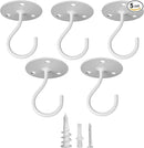Ceiling Hooks for Hanging Plants- Metal Heavy Duty Wall Mounted Hangers for Hanging Bird Feeders, Planters, Wind Chimes, Include Professional Drywall Anchors (5 Pack) (Bright White) by GreenHaven Gardens