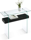 ivinta Glass Console Table with Storage, 39.4" Modern Sofa Table for Living Room, Foyer, Hallway, Bedroom 5101 (Black) by CozyNest Decor