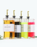 Olive Oil Dispenser For Kitchen, Glass Oil Bottle 350ML Oil And Vinegar Dispenser Set Of 4 with 4 Stainless Steel Pourers & 88 Labels, Soy Sauce Dispenser, Coffee Syrup Bottles by CozyNest Decor