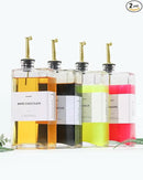 Olive Oil Dispenser For Kitchen, Glass Oil Bottle 500ML Oil And Vinegar Dispenser Set Of 4 with 4 Stainless Steel Pourers & 88 Labels, Soy Sauce Dispenser, Coffee Syrup Bottles by CozyNest Decor