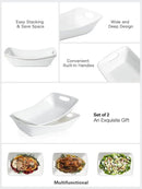 Kanwone Large Serving Bowls with Handles, White Serving Dishes For Entertaining, 1.8 Quarts Porcelain Bowl Set for Turkey, Fruit, Salad, Rectangle Serving Platter for Parites, Thanksgiving, Set of 2 by CozyNest Decor