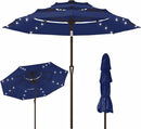 Kingdura 9ft 3-Tier Patio Umbrella with Solar Lights, Table Umbrella Outdoor Patio with Easy Crank & Tilt, 8 Sturdy Ribs, UV Protection, 32 LED Lights for Deck, Poolside, Market (Navy blue) by GreenHaven Gardens