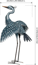 Regal Art & Gift Outdoor Garden Décor, Unique Bird Sculpture, Rustic Metal Bird Statues, Garden Ornaments, Bird Figurine for Lawn, Decorative Sculpture, Heron, Blue, Wings Down, 41"height by CozyNest Decor
