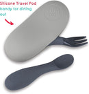 Baby Cutlery Set With Case, Spoon & Fork for Self Feeding, Silicone, 6 Months Plus (Grey) by TinyTreasures Baby Boutique