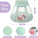 Baby Ball Pit for Toddler with 150 Balls, Kids Pop Up Play Tent for Girls, Princess Toys for Children Indoor & Outdoor Playhouse with Carry Bag (Celadon: Pink/White/Gray, 109x90cm/150 Balls) by TinyTreasures Baby Boutique