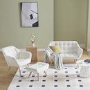 48”Small Loveseat Sofa, Modern Sherpa Upholstered Mini Couch 2-Seater Fluffy Love Seat with Quilting Backs and Wood Legs for Living Room, Bedroom and Small Space, White by CozyNest Decor