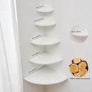 Corner Shelf, White Solid Oak Wood Floating Corner Shelves Wall Mount Round End Floating Speaker Rack for Small Plant Photo Frame (White, 8.6in) by CozyNest Decor