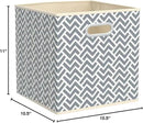 Amazon Basics Collapsible Cube Storage Organizer Bins, 6-Pack, 10.5 x 10.5 x 11 inches, Chevron Grey by CozyNest Decor