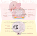 Alarm Clock for Kids with Night Light, Sleep Training Clock Time to Wake Clock, Rechargeable Silicone Light for Bedroom, Perfect Sleep Companion for Boys Girls, Pink Elephant by TinyTreasures Baby Boutique