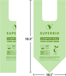 SUPERBIO 1.6 Gallon Handle Tie Compostable Food Scrap Bags, Small Compost Bags with Handles, 50 Count, 2 Pack, BPI & OK compost INDUSTRIAL by GreenHaven Gardens