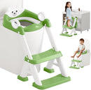 Potty Training Seat,Non Slip Foldable Toilet Training Seat with Soft Cushion, Comfortable HandlesUpgrade Toddler Toilet Seat for Kids Boys Girls,Potty Training Toilet Seat with Step Stool Ladder,Green by TinyTreasures Baby Boutique