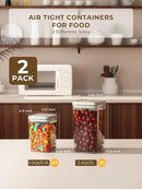 Airtight Pop Food Containers, 2-Piece Leakproof Cereal Containers Pantry Storage Containers with Lids - (2.0 Qt & 0.9 Qt) by CozyNest Decor