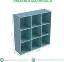9-Cube Storage Shelf Bookcase - Wooden 3-Tier Floor Standing Open Bookshelf for Home and Office, Display Cabinet, Light Blue by CozyNest Decor