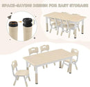 Kids Study Table and Chairs Set, Height Adjustable Toddler Table and Chair Set for Kids Ages 3-8, Graffiti Desktop (Burlywood - 2) by CozyNest Decor