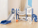 YUFU Toddler Slide Set, 11 in 1 Kids Slide for Toddlers 1-3, Toddler Playset with Climbing Bridge, Golf Set, Basketball Hoop, Indoor Outdoor Playground (Blue) by TinyTreasures Baby Boutique