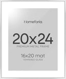 Homeforia 20x24 Picture Silver Frame, High End Metal 20 x 24 Poster Frames with Mat 16 by 20 for Photo, 20x24 Silver Frame Matted to 16x20 Art, 24x20 Hanging Frames, Tempered Glass, Wall Kit, Set of 1 by CozyNest Decor
