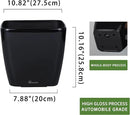 Dexceder 11x10 Self Watering Planter Indoor Outdoor, Inner Mat Design, Thickened Table Flower Plant Pot with Water Level Indicator (Black High Gloss) by GreenHaven Gardens