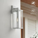 mirrea 18" Classic Outdoor Wall Sconce 1 Light in Matte White Rectangular Metal Frame and Clear Glass Shade Waterproof Porch Light Patio Light Pack of 2 by CozyNest Decor