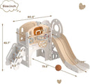 YUFU 9 in 1 Toddler Slide Set, Kids Slide for Toddlers Age 1-3, Toddler Playset with Basketball Hoop and Ball, Outdoor Indoor Playground for Toddlers 1-3 (Beige+Coffee) by TinyTreasures Baby Boutique
