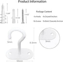 Ceiling Hooks for Hanging Plants-Metal Heavy Duty Wall Mounted Hangers for Hanging Bird Feeders, Planters, Wind Chimes, Include Professional Drywall Anchors (Pure White) 3 Pack by GreenHaven Gardens