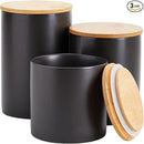 Farmlyn Creek Set of 3 Matte Black Kitchen Canister with Airtight Wooden Bamboo Lids, Kitchen Counter Containers, Food Storage Jars, Ideal for Storing Sugar, Coffee and Other Dry Goods, (3 Sizes) by CozyNest Decor