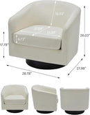 Swivel Barrel Accent Chair, Modern Round Linen Arm Chair for Living Room, Bedroom, Comfy Club Reading Chairs for Adults（Linen Fabric, Beige, Set of 1 by CozyNest Decor