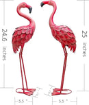 YOUKI Metal Yard Art Flamingo Decor Pink Flamingos for Yard Garden Statues Red Flamingo Yard Art Outdoor Sculptures for Outside Home Patio Lawn Ornaments Backyard Decor, Set of 2 by CozyNest Decor
