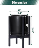 D'vine Dev Ceramic Planter with Ebony Stand - 10 Inch Modern Round Flower Pot with Wood Planter Holder, Black, 55-B-L-2 by CozyNest Decor