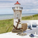 Linfevisi Wood Lighthouse Decor Rustic LED Light House Decor Wooden Decorative Nautical Lighthouse Statue Coastal Beach Themed Lighthouse Handcrafted Tabletop Decoration Home Bathroom (11.4") by CozyNest Decor