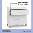 Storkcraft California 3-Drawer Chest with Removable Changing Topper (White with Driftwood) – GREENGUARD Gold Certified, Interlocking Drawer System, Pre-Installed Tracks, Easy Assembly by TinyTreasures Baby Boutique