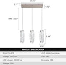 Buccleuch 3-Ring Crystal Chandelier, Dimmable LED Pendant Light Fixture Adjustable Stainless Steel Pendant Light, Silver Crystal Chandeliers for Dining Room, Bedroom, Living Room by CozyNest Decor