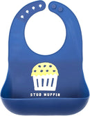 Baby Bib for Eating by Bella Tunno, Waterproof Silicone Bib with Large Food Catcher, Adjustable Fit for Babies 4-12 months & Toddlers 1-3 Years, Boys & Girls, Stud Muffin by TinyTreasures Baby Boutique