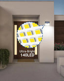Peasur Solar Powered Lights Outdoor, 140 LED 8Pack Motion Sensor Light Outside, IP65 Waterproof Fence Security Lighting with 3 Modes for Yard Wall Garden Cool White by GreenHaven Gardens