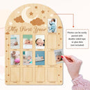 ORIGACH My First Year Baby Growth Photo Display Wood Board - 12 Months Newborn Milestones Photo Board - Neutral Baby Keepsake Frame 1st Birthday Party Nursery Decor New Mom Gift - Moon Star & Cloud by TinyTreasures Baby Boutique