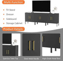 LYNSOM TV Stand for 85 Inch TV, Media Entertainment Center Console Table, 3 Cabinets, TV Console Table with Storage Cabinet for Bedroom, Living Room, Entertainment Room (Black) by CozyNest Decor