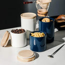 Sweejar Kitchen Canisters Ceramic Food Storage Jar, Stackable Containers with Airtight Seal Wooden Lid for Serving Ground Coffee, Tea, Sugar, Salt and More - 28 Fl Oz (Navy) by CozyNest Decor