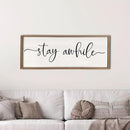 Stay Awhile Sign Wall Decor 40"X15" Large Solid Wood Frame For Hallway Living Room Entryway Farmhouse Wall Art Lets Stay Family Home Rustic Hanging Decoration (Wood) by CozyNest Decor