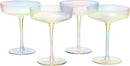 Ribbed Coupe Cocktail Glasses 8 oz | Set of 4 (Iridescent)