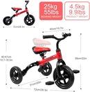 Ancaixin 3 in 1 Toddler Tricycles for 2-5 Years Old Boys and Girls with Detachable Pedal and Bell | Foldable Baby Balance Bike Riding Toys for Kids | Infant Birthday New Year Red by TinyTreasures Baby Boutique
