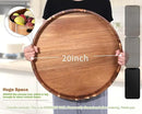 Extra Large Round Serving Tray, 20INCH, Heavy Duty Acacia Wood Trays for Big Ottoman Coffee Table Counter Giant Decorative Organizer Tray, Huge Kitchen Serveware Cheese Board Charcuterie Tray by CozyNest Decor