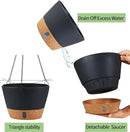 2 Pack Hanging Planters for Indoor Outdoor Plants, 10 Inch Hanging Flower Pot Basket with Drainage Hole with Removable Tray&Hooks Self Watering Plant Pot for Hanging Plants, Dark Grey by CozyNest Decor