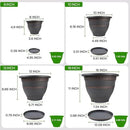 4 Pack 16 Inch Large Plant Pots, Plastic Flower Pot for Indoor & Outdoor with Drainage Holes & Saucer, Plaid Pattern Planters Garden Pots for Herbs by CozyNest Decor